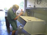 Spraying with primer in the garage. Not very good for your health....