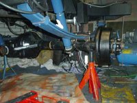 Rearaxle complete fitted under the 101, thats ready!! The car has a new name: Land Rover FC101GS Quattro Quattro stands for: doing everything 4 times before it is good enough for us!!!